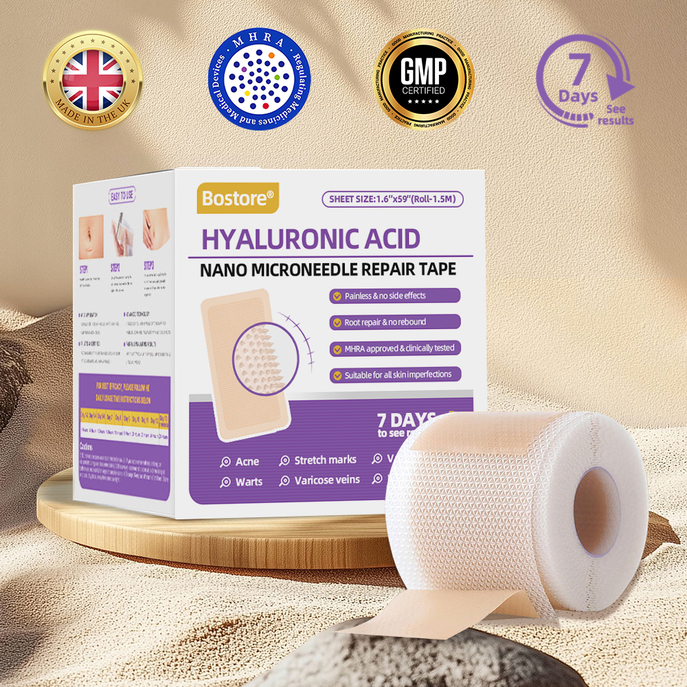 A bőrbizalom itt kezdődik ✅ Bostore® hialuronsavas nano mikrotűs regeneráló tapasz ✴️ Különféle hegek, striák, foltok, keloidok, keratózis, akne, égési sérülések, szemölcsök, bőrcímkék és visszerek kezelésére.